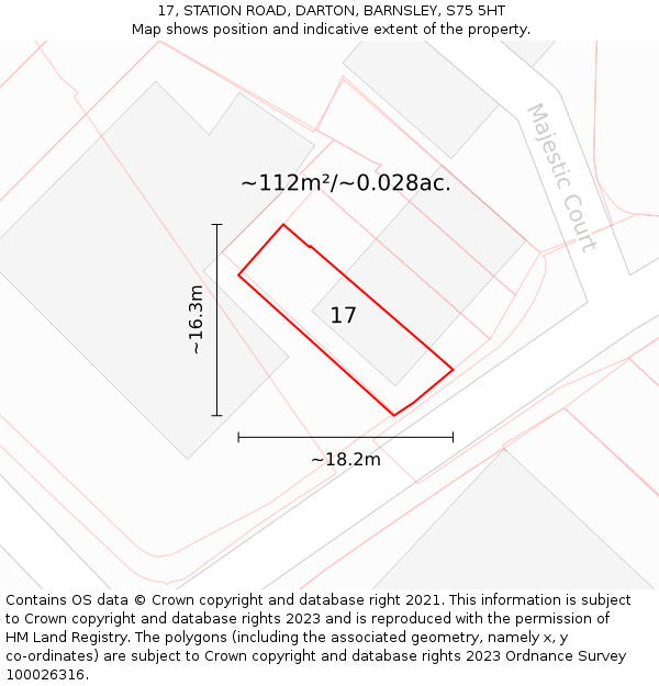17, STATION ROAD, DARTON, BARNSLEY, S75 5HT: Plot and title map