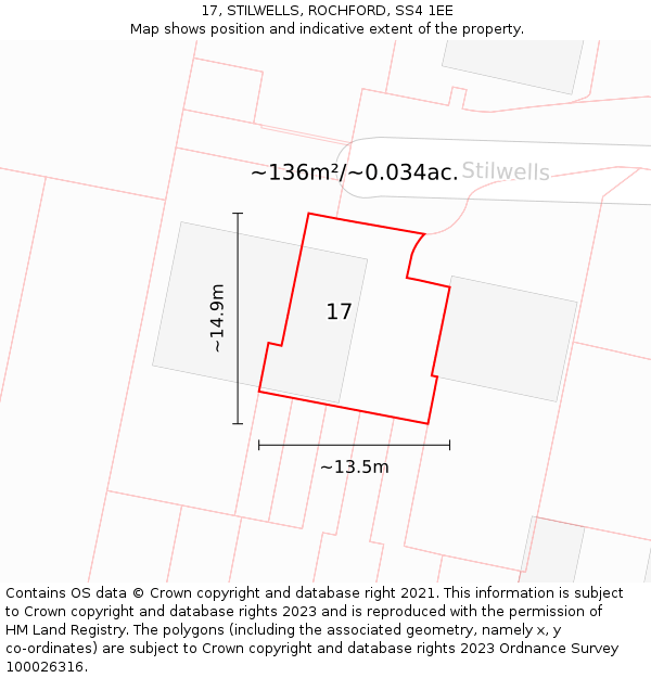 17, STILWELLS, ROCHFORD, SS4 1EE: Plot and title map