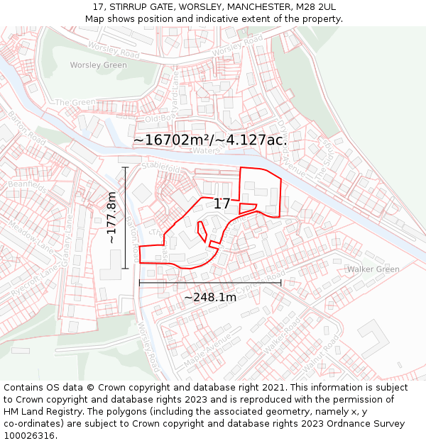 17, STIRRUP GATE, WORSLEY, MANCHESTER, M28 2UL: Plot and title map
