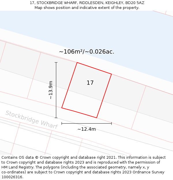 17, STOCKBRIDGE WHARF, RIDDLESDEN, KEIGHLEY, BD20 5AZ: Plot and title map