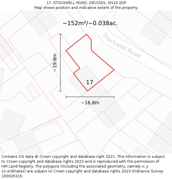 17, STOCKWELL ROAD, DEVIZES, SN10 2DP: Plot and title map