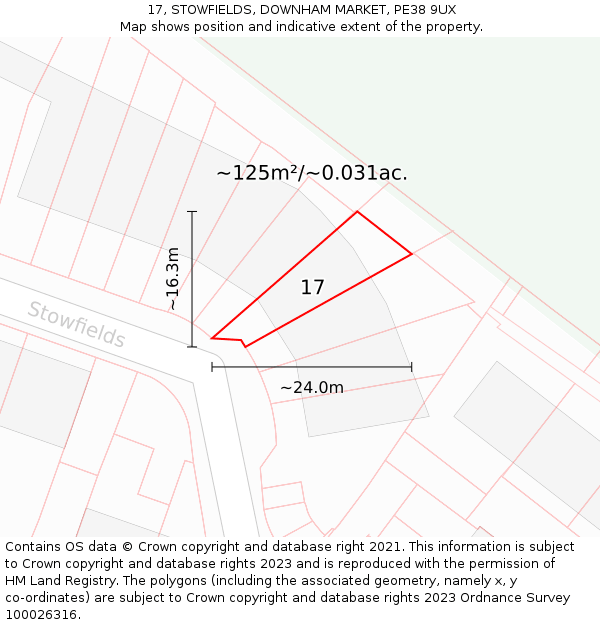 17, STOWFIELDS, DOWNHAM MARKET, PE38 9UX: Plot and title map