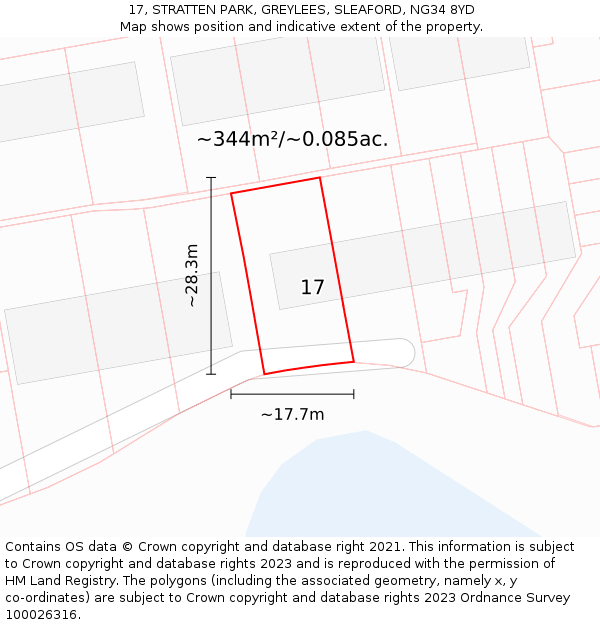 17, STRATTEN PARK, GREYLEES, SLEAFORD, NG34 8YD: Plot and title map