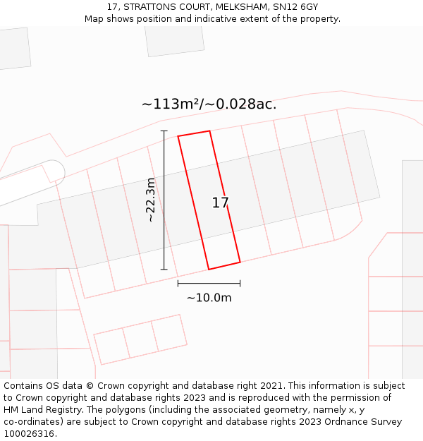 17, STRATTONS COURT, MELKSHAM, SN12 6GY: Plot and title map