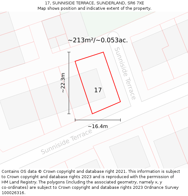 17, SUNNISIDE TERRACE, SUNDERLAND, SR6 7XE: Plot and title map