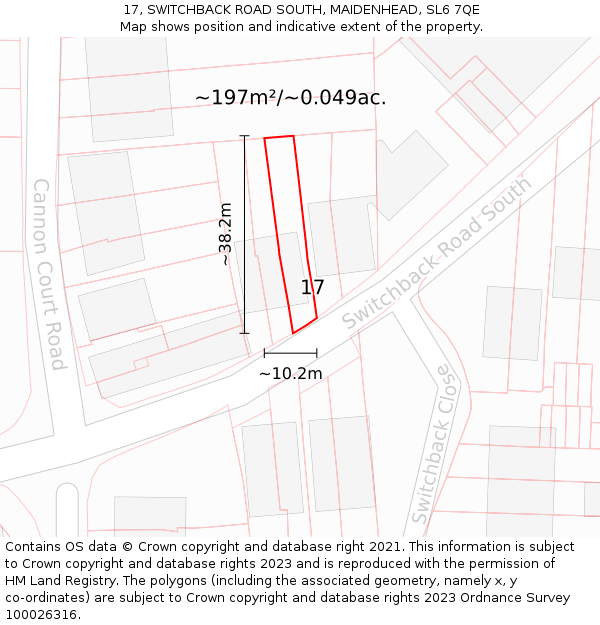 17, SWITCHBACK ROAD SOUTH, MAIDENHEAD, SL6 7QE: Plot and title map