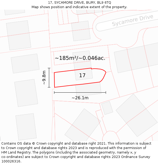 17, SYCAMORE DRIVE, BURY, BL9 6TQ: Plot and title map