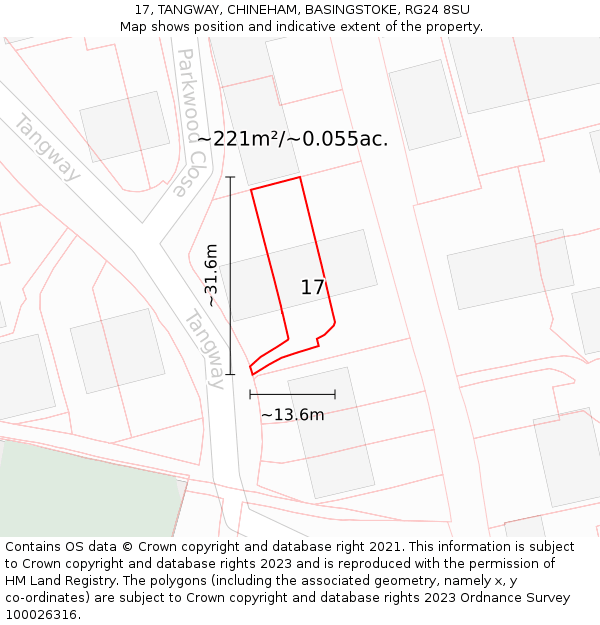 17, TANGWAY, CHINEHAM, BASINGSTOKE, RG24 8SU: Plot and title map