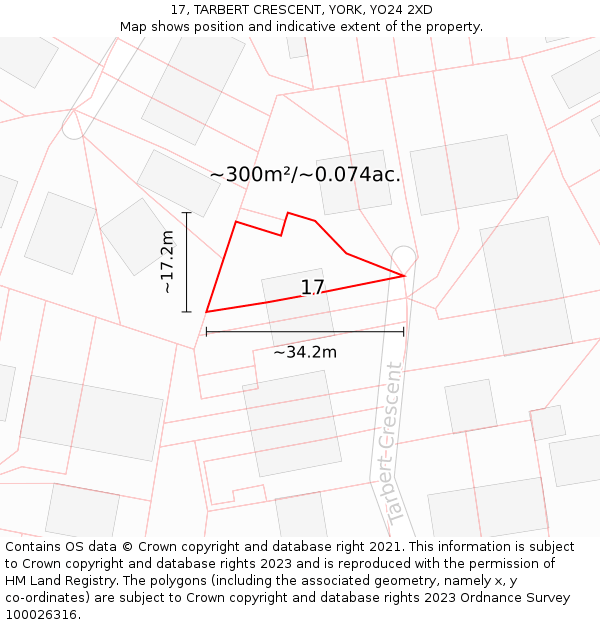 17, TARBERT CRESCENT, YORK, YO24 2XD: Plot and title map