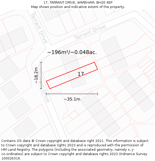 17, TARRANT DRIVE, WAREHAM, BH20 4EP: Plot and title map