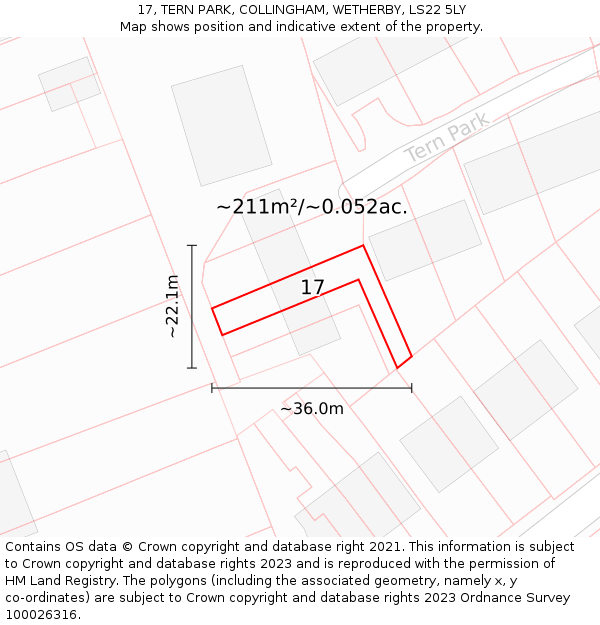 17, TERN PARK, COLLINGHAM, WETHERBY, LS22 5LY: Plot and title map