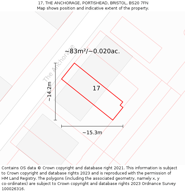 17, THE ANCHORAGE, PORTISHEAD, BRISTOL, BS20 7FN: Plot and title map