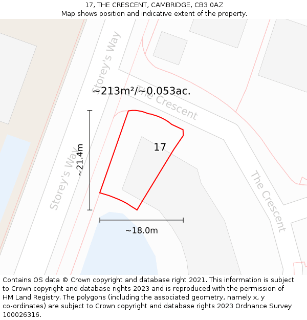 17, THE CRESCENT, CAMBRIDGE, CB3 0AZ: Plot and title map