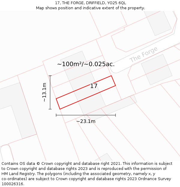 17, THE FORGE, DRIFFIELD, YO25 6QL: Plot and title map