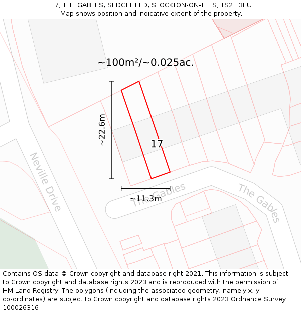 17, THE GABLES, SEDGEFIELD, STOCKTON-ON-TEES, TS21 3EU: Plot and title map