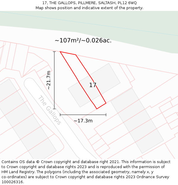 17, THE GALLOPS, PILLMERE, SALTASH, PL12 6WQ: Plot and title map