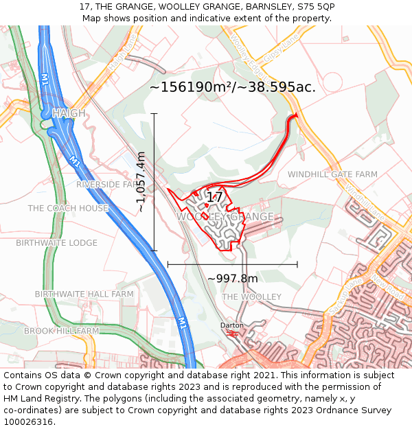17, THE GRANGE, WOOLLEY GRANGE, BARNSLEY, S75 5QP: Plot and title map