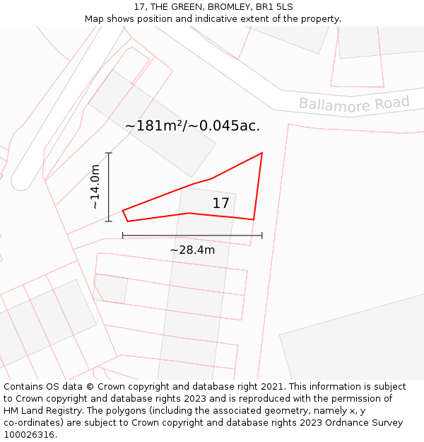 17, THE GREEN, BROMLEY, BR1 5LS: Plot and title map