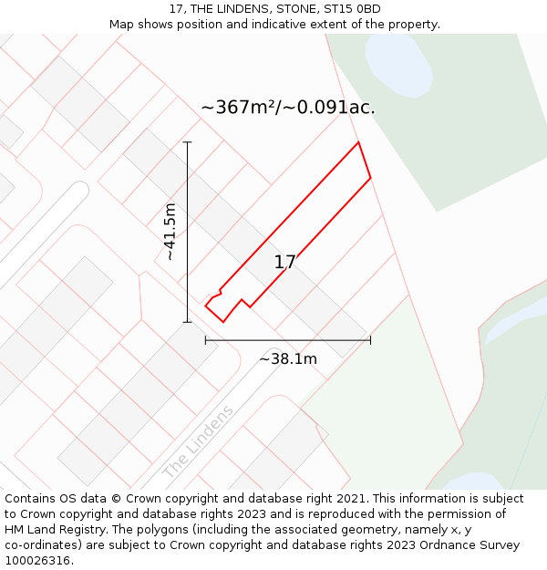 17, THE LINDENS, STONE, ST15 0BD: Plot and title map