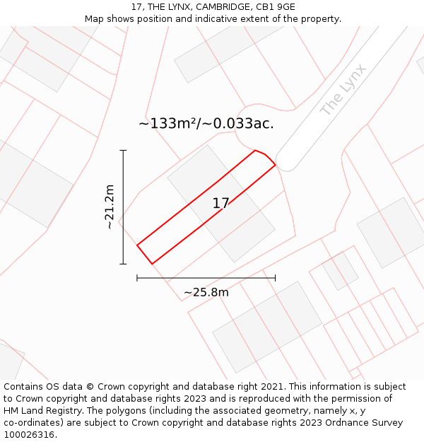 17, THE LYNX, CAMBRIDGE, CB1 9GE: Plot and title map