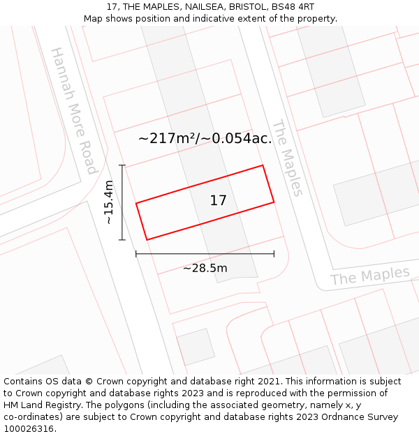 17, THE MAPLES, NAILSEA, BRISTOL, BS48 4RT: Plot and title map