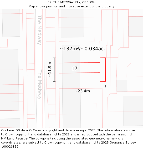 17, THE MEDWAY, ELY, CB6 2WU: Plot and title map
