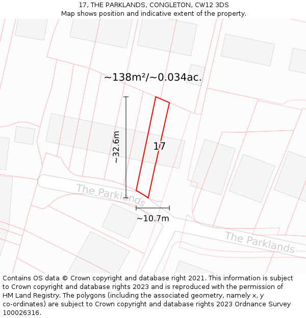 17, THE PARKLANDS, CONGLETON, CW12 3DS: Plot and title map