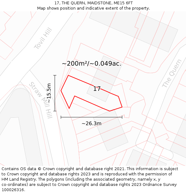 17, THE QUERN, MAIDSTONE, ME15 6FT: Plot and title map