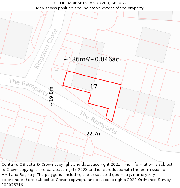 17, THE RAMPARTS, ANDOVER, SP10 2UL: Plot and title map