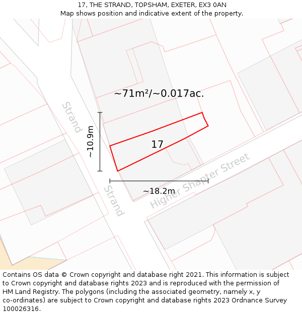 17, THE STRAND, TOPSHAM, EXETER, EX3 0AN: Plot and title map