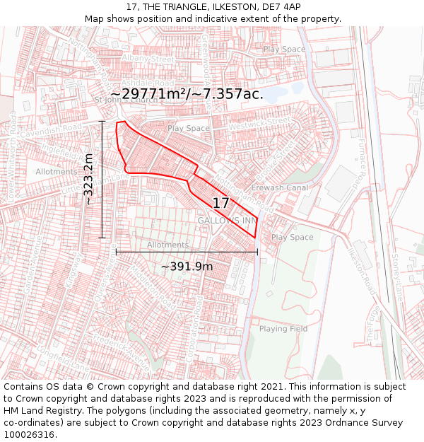 17, THE TRIANGLE, ILKESTON, DE7 4AP: Plot and title map