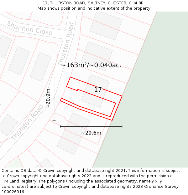 17, THURSTON ROAD, SALTNEY, CHESTER, CH4 8PH: Plot and title map