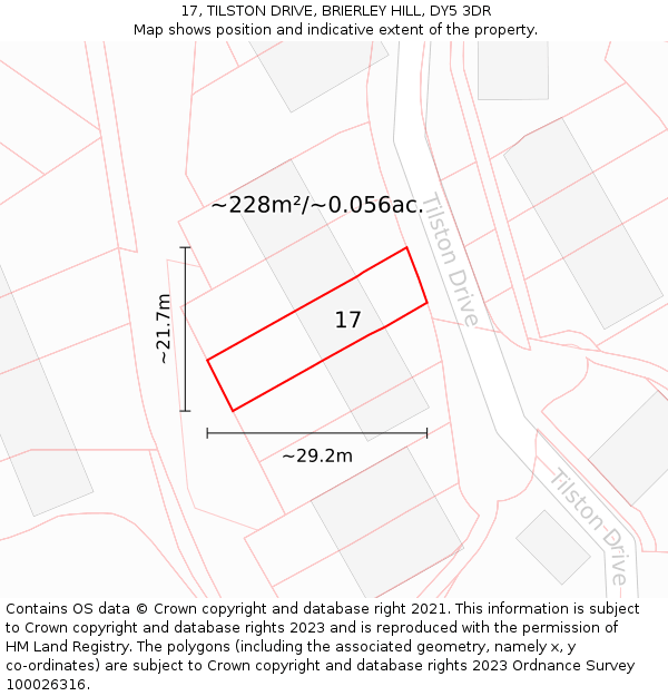 17, TILSTON DRIVE, BRIERLEY HILL, DY5 3DR: Plot and title map