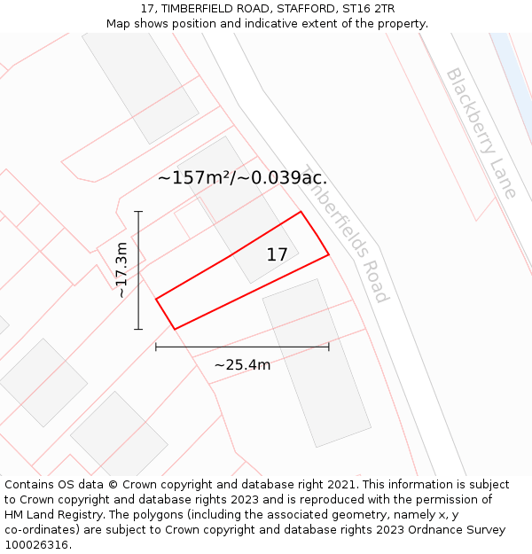17, TIMBERFIELD ROAD, STAFFORD, ST16 2TR: Plot and title map