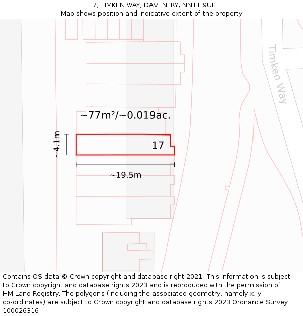 17, TIMKEN WAY, DAVENTRY, NN11 9UE: Plot and title map