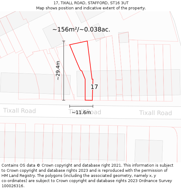 17, TIXALL ROAD, STAFFORD, ST16 3UT: Plot and title map