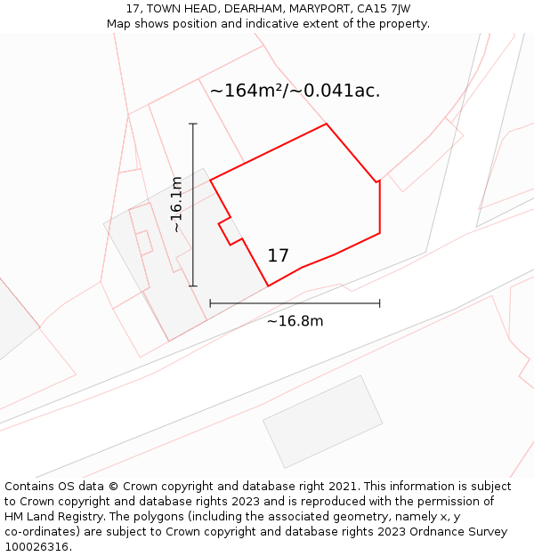 17, TOWN HEAD, DEARHAM, MARYPORT, CA15 7JW: Plot and title map