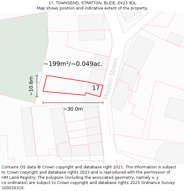 17, TOWNSEND, STRATTON, BUDE, EX23 9DL: Plot and title map