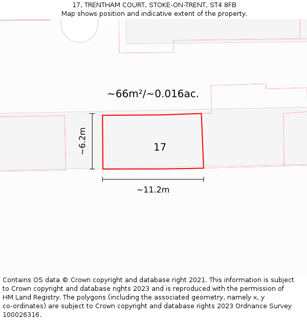 17, TRENTHAM COURT, STOKE-ON-TRENT, ST4 8FB: Plot and title map