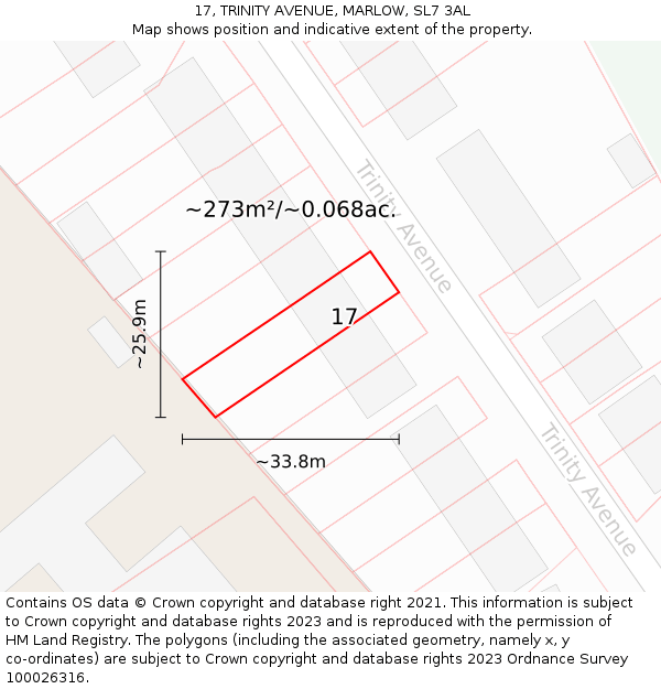 17, TRINITY AVENUE, MARLOW, SL7 3AL: Plot and title map