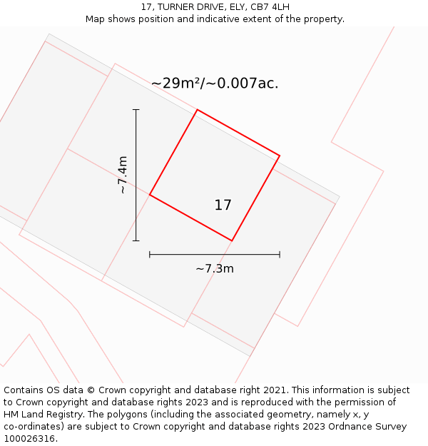 17, TURNER DRIVE, ELY, CB7 4LH: Plot and title map