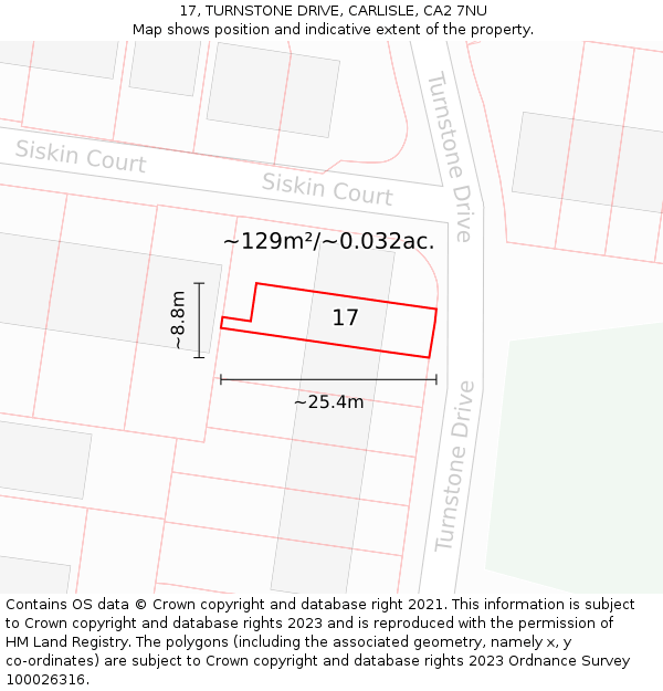 17, TURNSTONE DRIVE, CARLISLE, CA2 7NU: Plot and title map