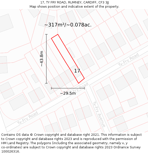 17, TY FRY ROAD, RUMNEY, CARDIFF, CF3 3JJ: Plot and title map