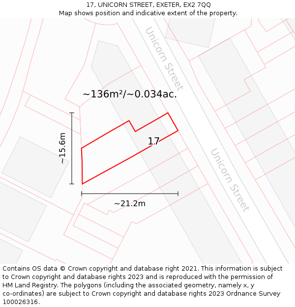 17, UNICORN STREET, EXETER, EX2 7QQ: Plot and title map