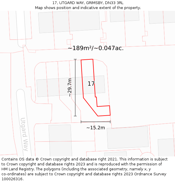 17, UTGARD WAY, GRIMSBY, DN33 3RL: Plot and title map