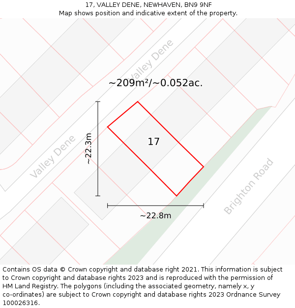 17, VALLEY DENE, NEWHAVEN, BN9 9NF: Plot and title map