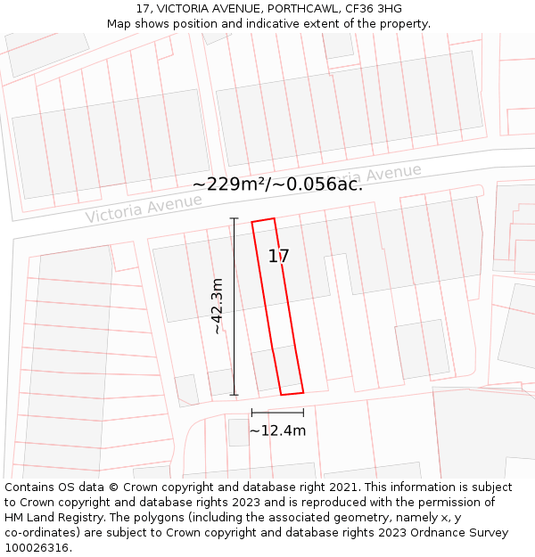 17, VICTORIA AVENUE, PORTHCAWL, CF36 3HG: Plot and title map