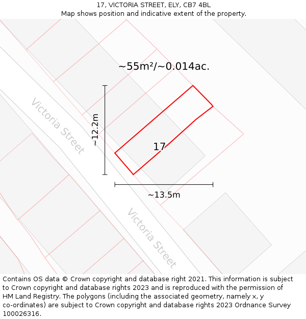 17, VICTORIA STREET, ELY, CB7 4BL: Plot and title map