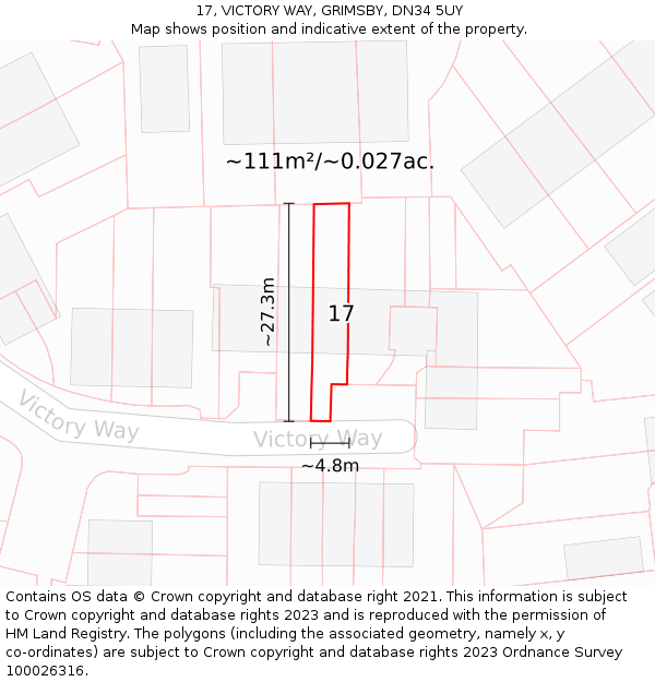 17, VICTORY WAY, GRIMSBY, DN34 5UY: Plot and title map