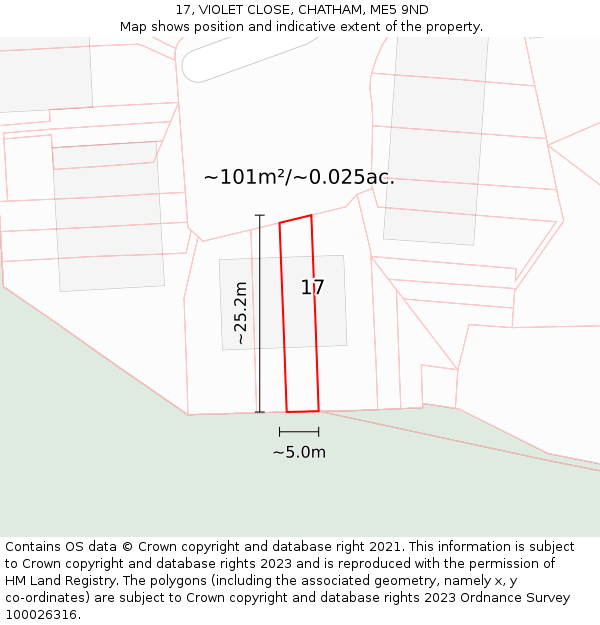 17, VIOLET CLOSE, CHATHAM, ME5 9ND: Plot and title map